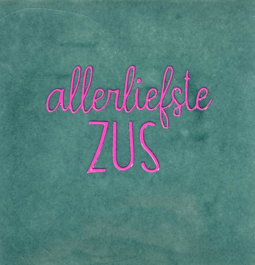 Quote tegeltje 'Allerliefste zus' zeegroen/roze