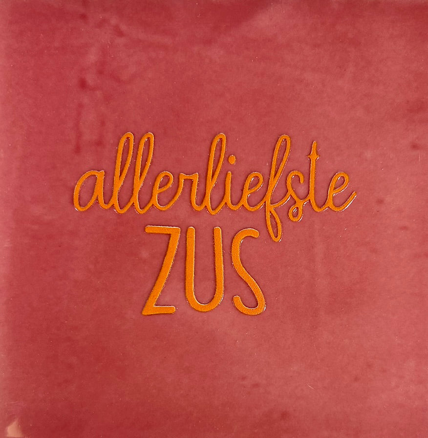 Quote tegeltje 'Allerliefste zus' roze/oranje