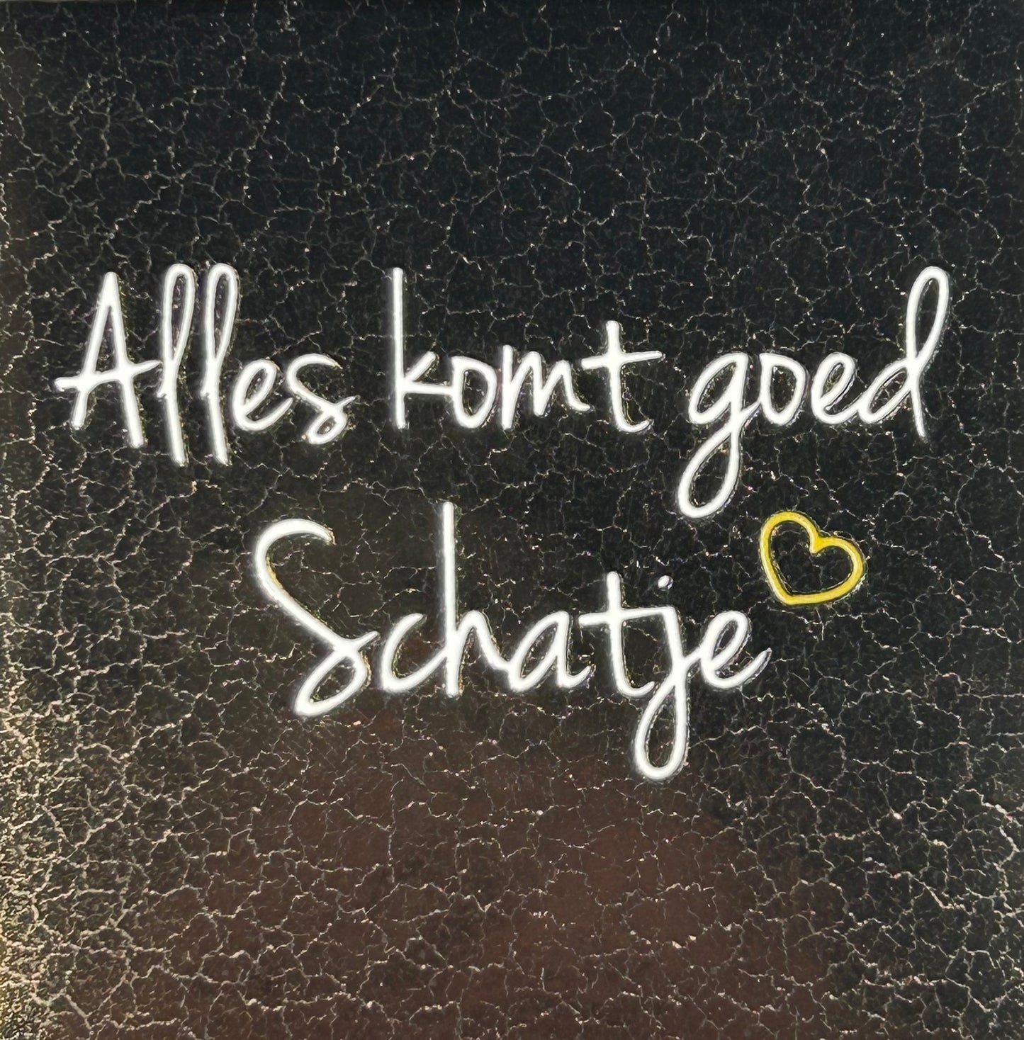 Quote tegeltje 'alles komt goed schatje' goud/creme