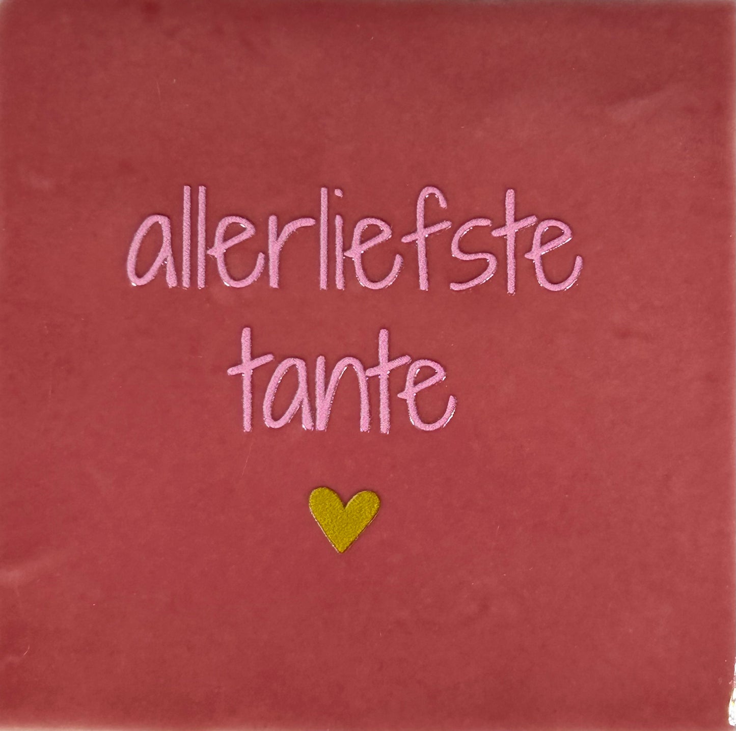 Quote tegeltje 'allerliefste tante' roze/warmroze