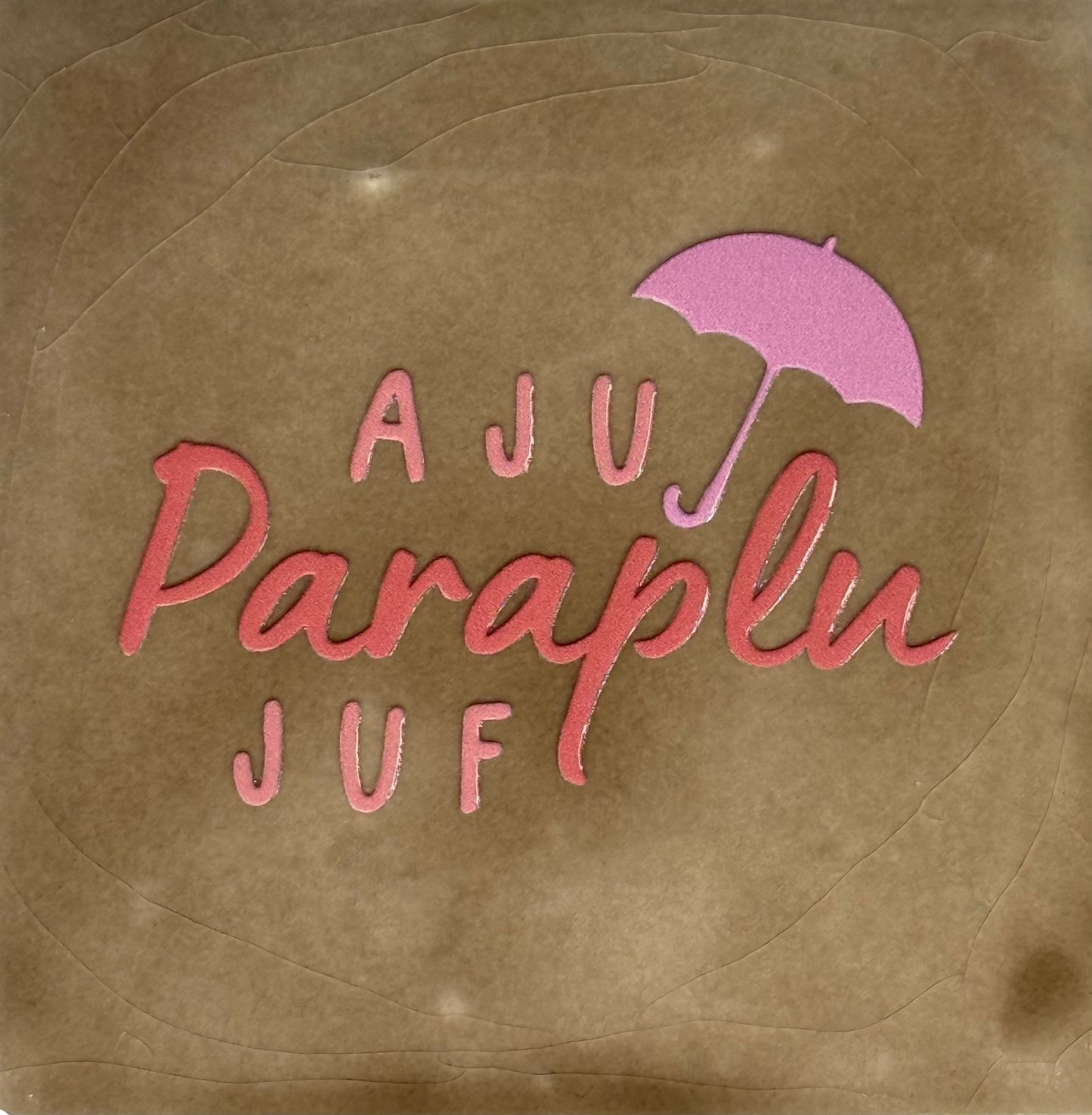 Quote tegeltje 'aju paraplu juf' taupe/combi 6