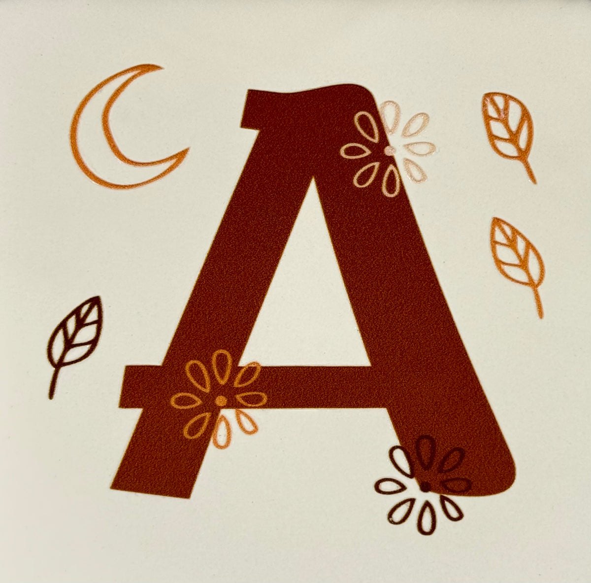 Quote tegeltje 'Alfabet A' creme/ bruin
