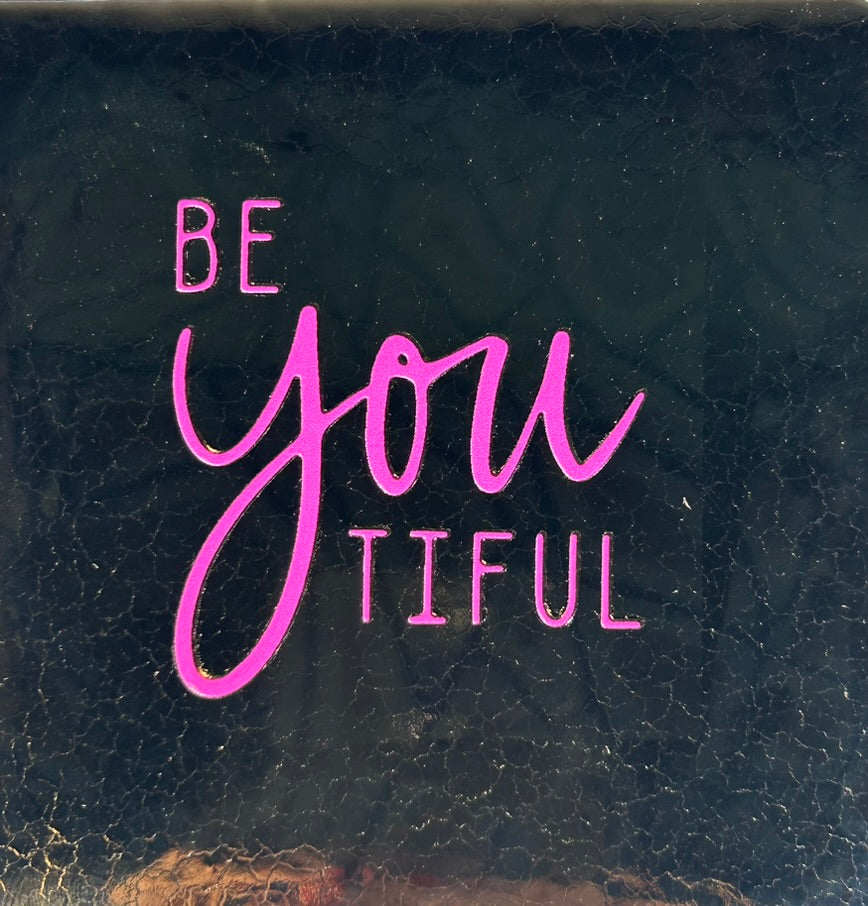 Quote tegeltje 'beYOUtiful' goud/roze