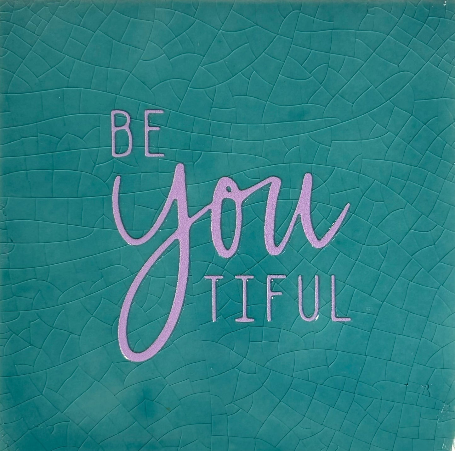 Quote tegeltje 'beYOUtiful' groen/lila