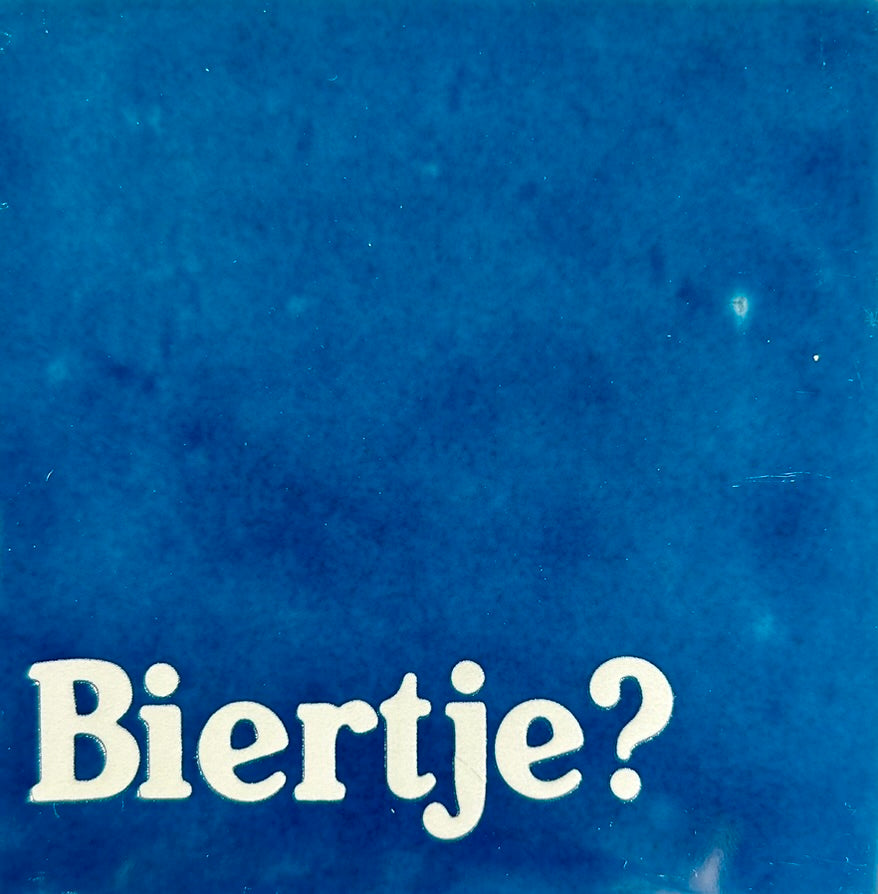 Quote tegeltje 'biertje' donkerblauw/creme