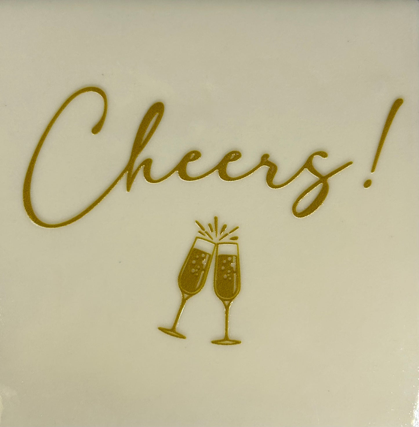 Quote tegeltje 'cheers/champagne' creme/goud