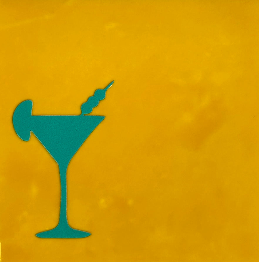 Quote tegeltje 'cocktail' geel/aqua