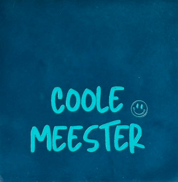 Quote tegeltje 'coole meester' donkerblauw/turquoise