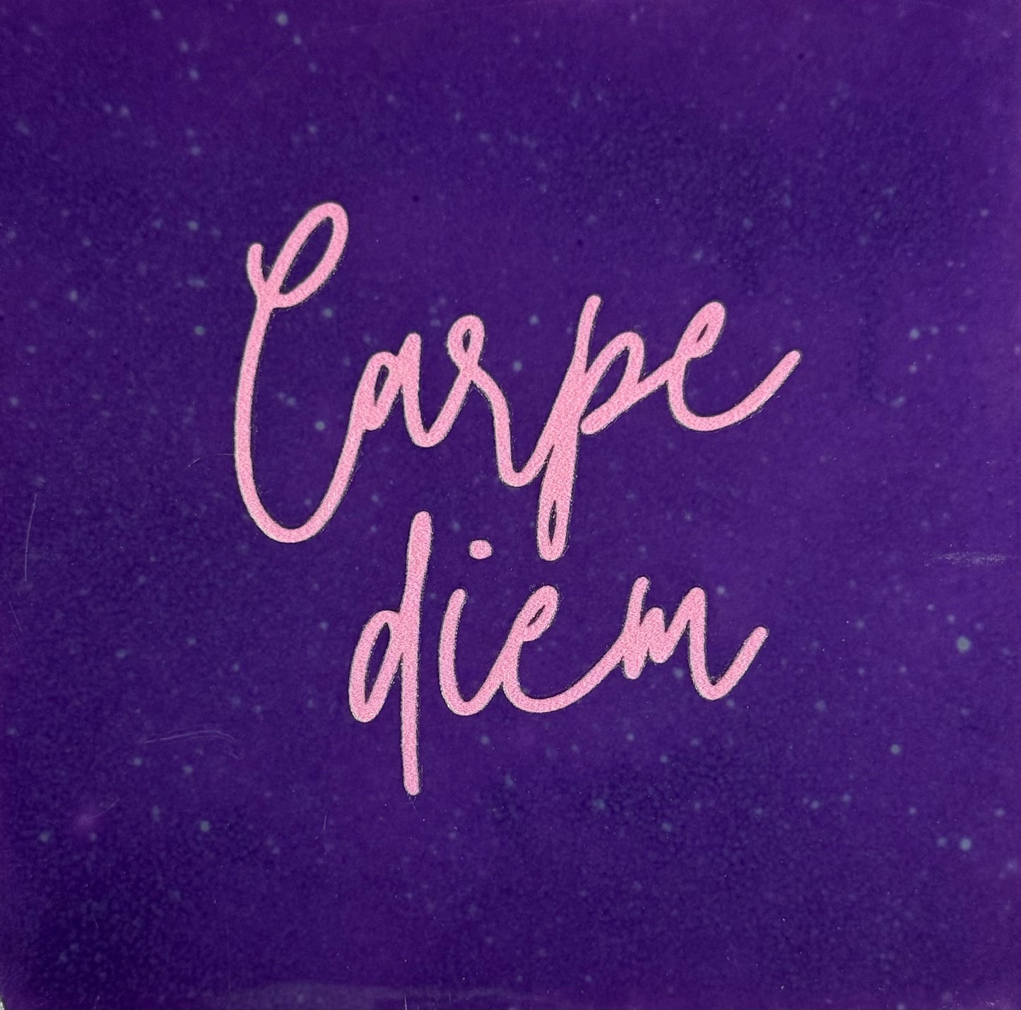 Quote tegeltje 'carpe diem' paars/warmroze