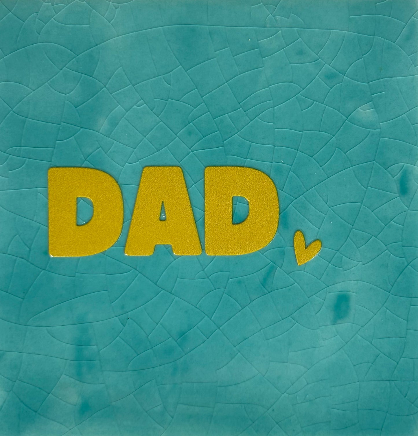 Quote tegeltje 'dad' (grof) zeegroen/goud