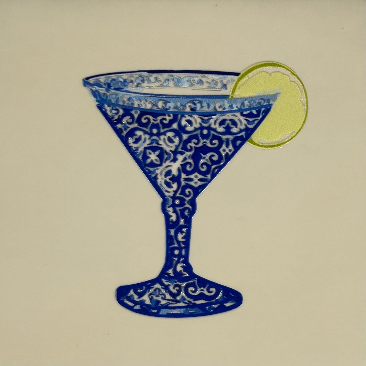 Quote tegeltje 'delftsblauw cocktail' creme/blauw