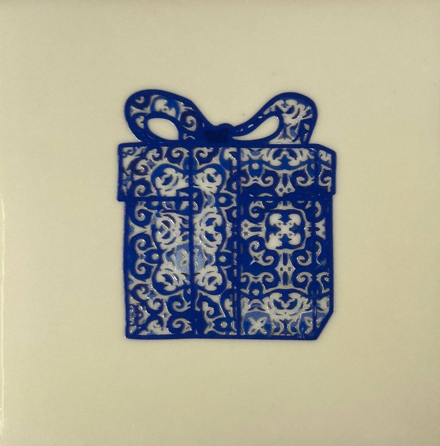 Quote tegeltje 'delftsblauw kadootje' creme/blauw