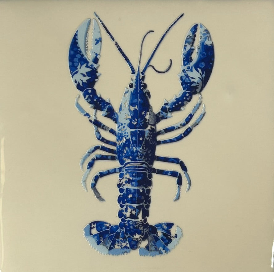 Quote tegeltje 'delftsblauw kreeft' creme/blauw
