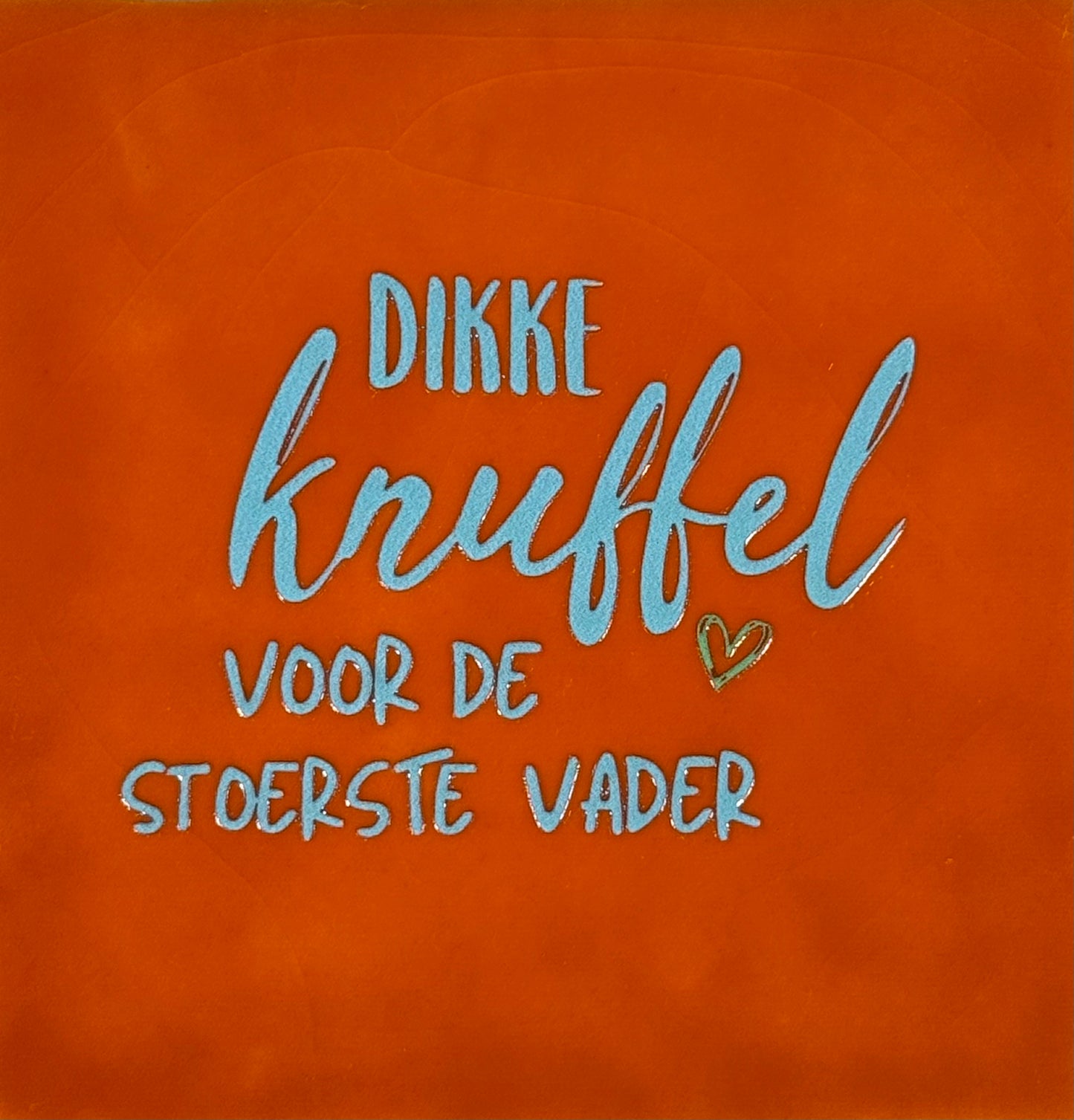 Quote tegeltje 'dikke knuffel voor de stoerste vader' oranje/warmblauw
