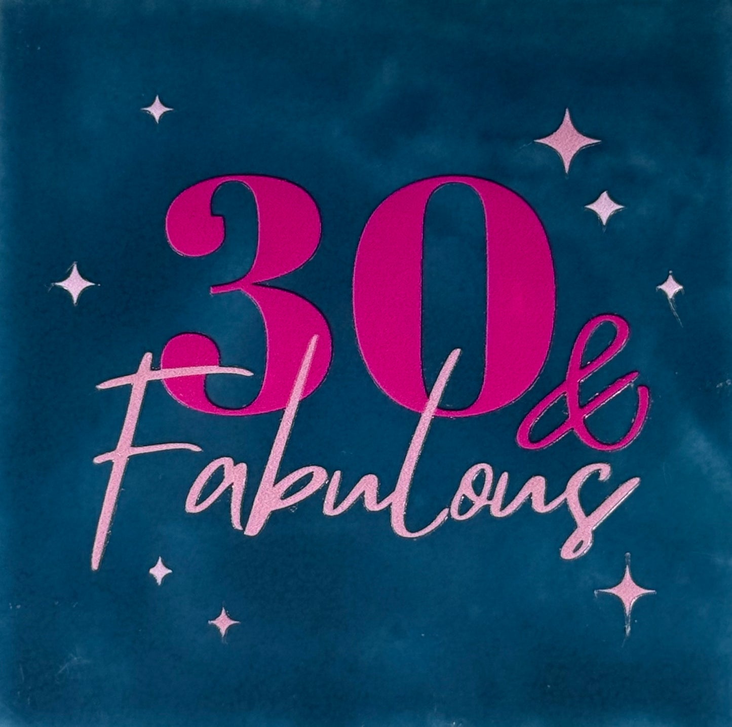 Quote tegeltje '30 & fabulous' donkerblauw/knalroze(warmroze)