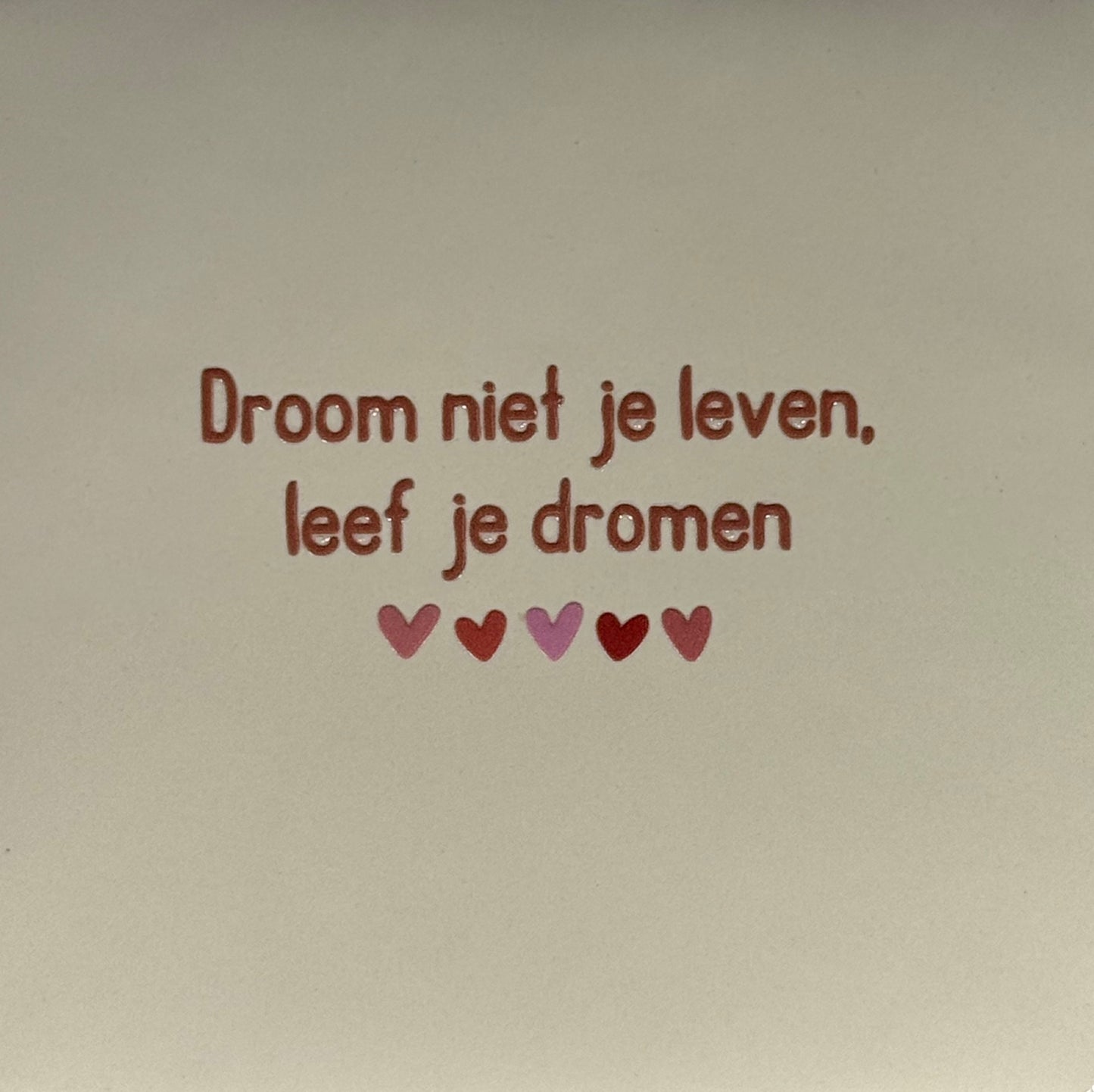 Quote tegeltje 'droom niet je leven, leef je dromen' creme/taupe (combi 6)