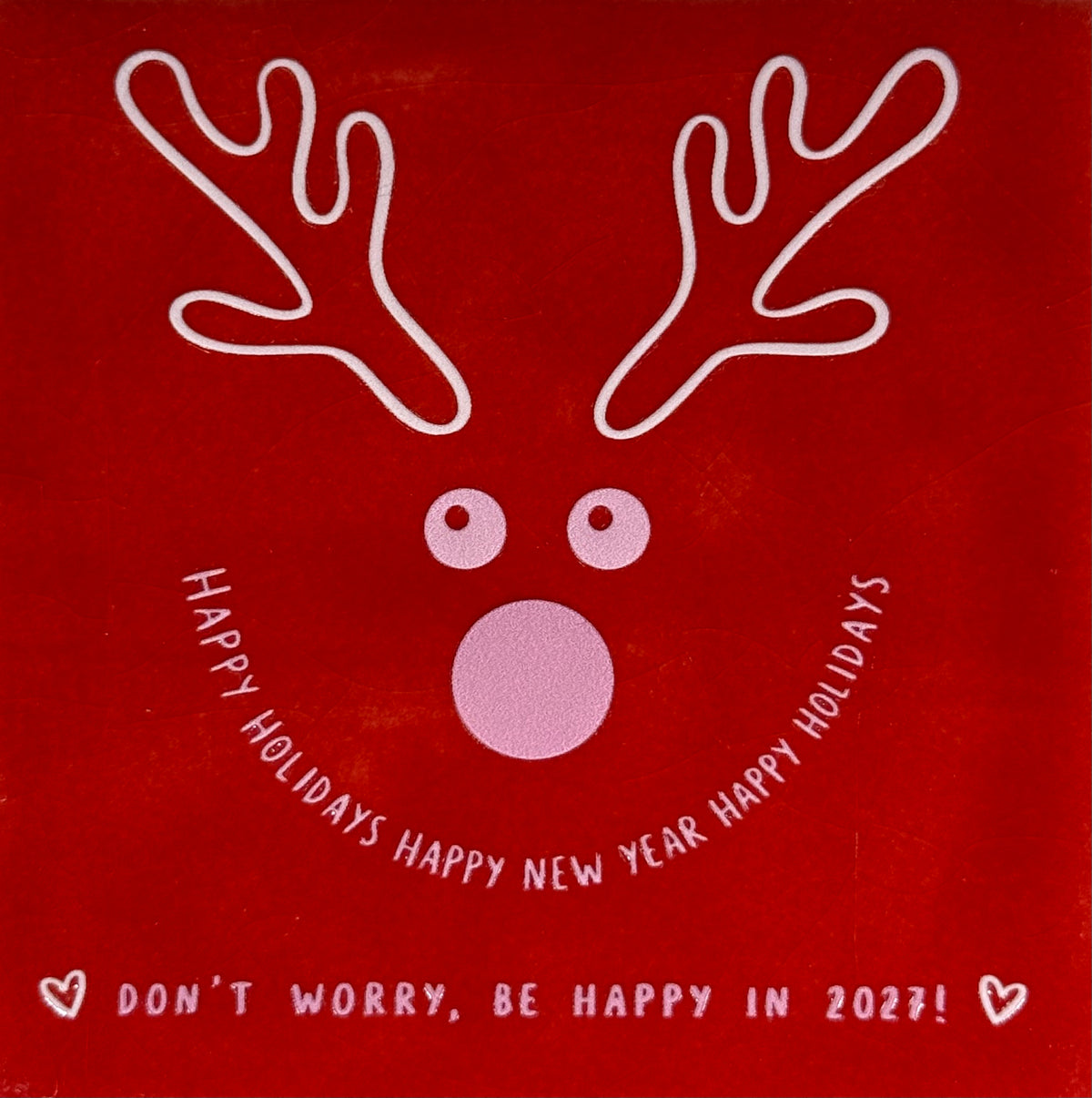 Quote tegeltje 'don't worry, be happy in 2027..' rood/combi 2