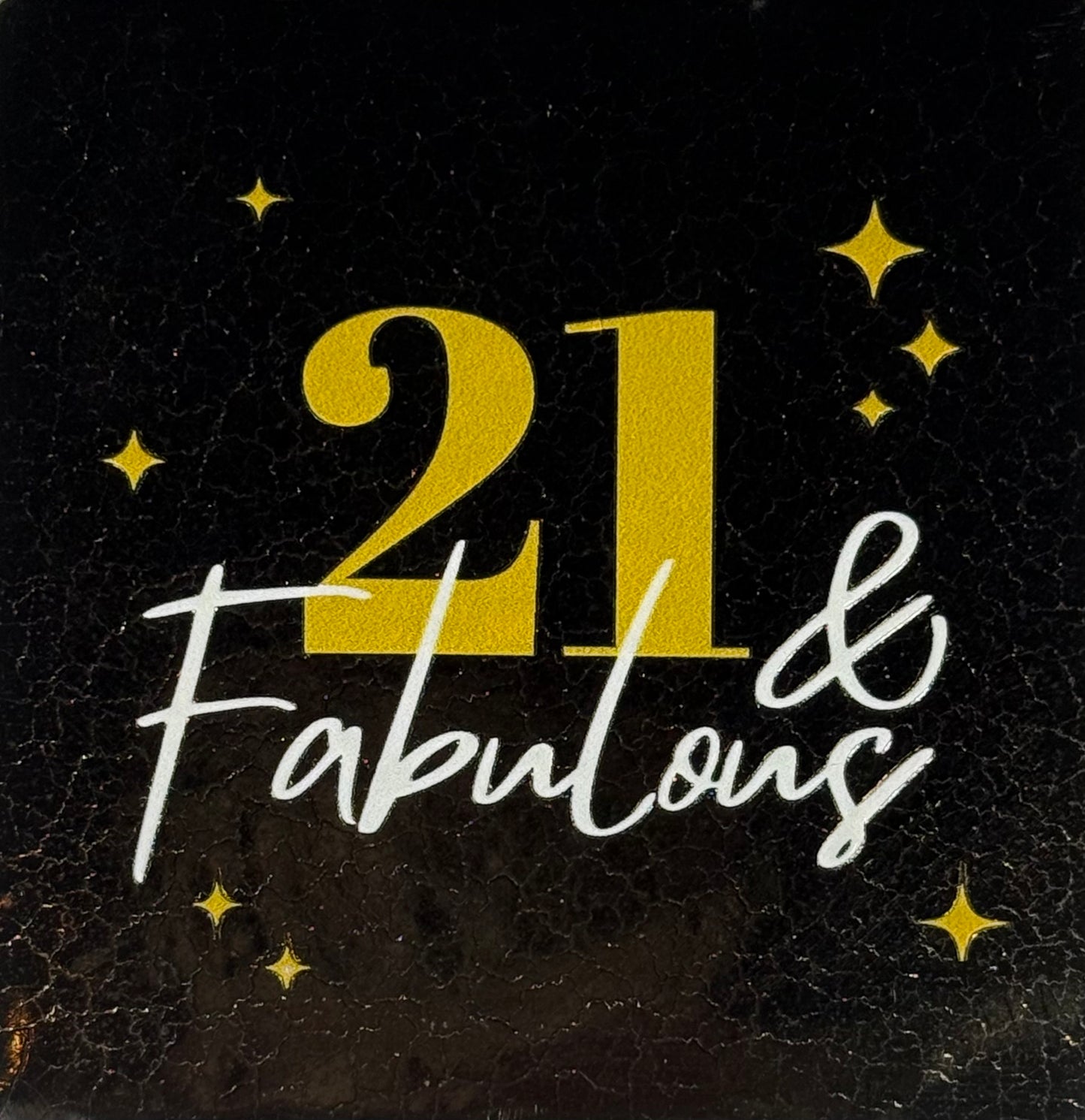 Quote tegeltje '21 & fabulous' goud/creme(goud)