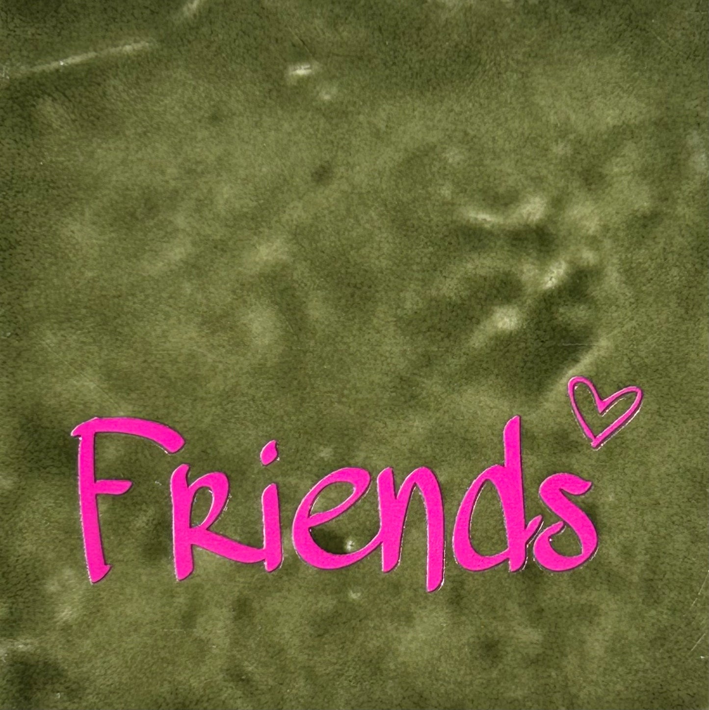 Quote tegeltje 'friends' olijf/roze