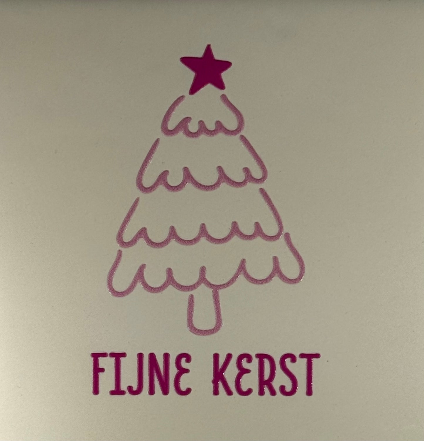 Quote tegeltje 'fijne kerst' (boom) creme/warmroze(knalroze)