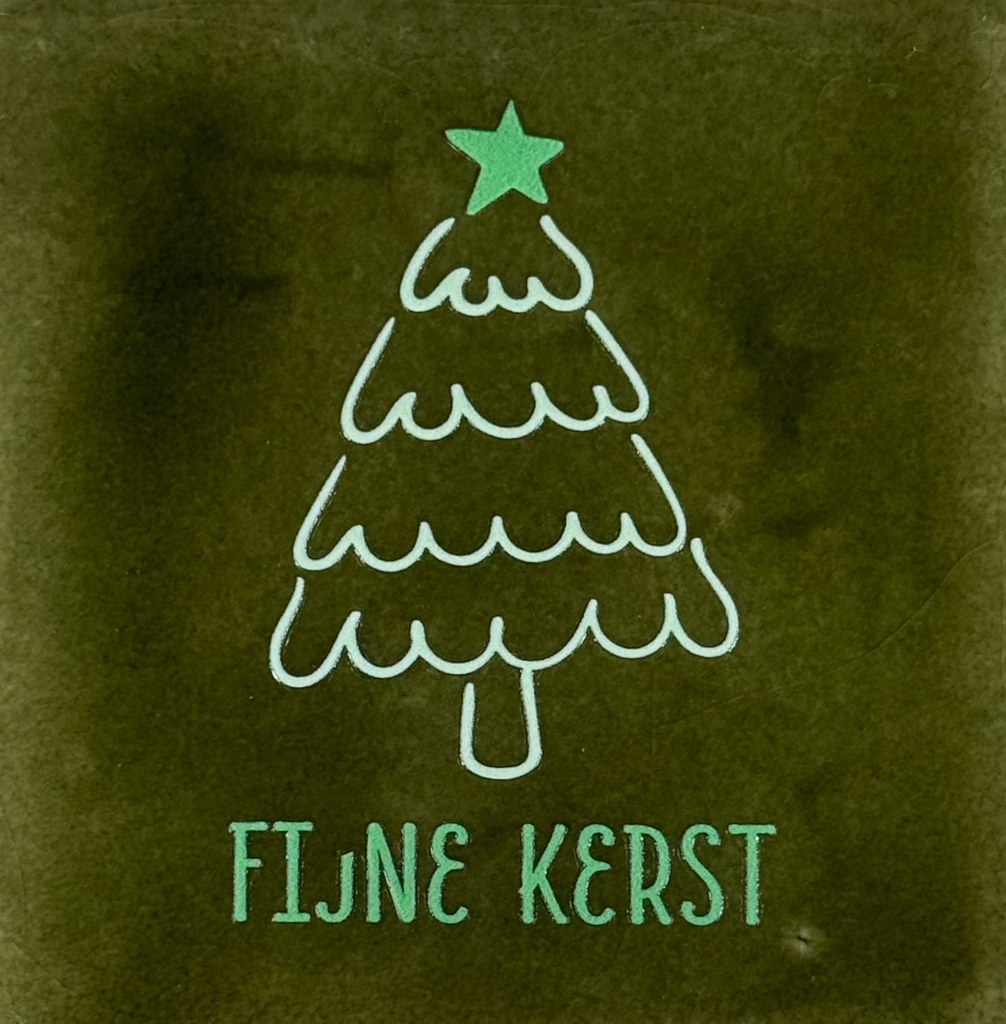 Quote tegeltje 'fijne kerst' (boom) olijf/lichtgroen(mint)