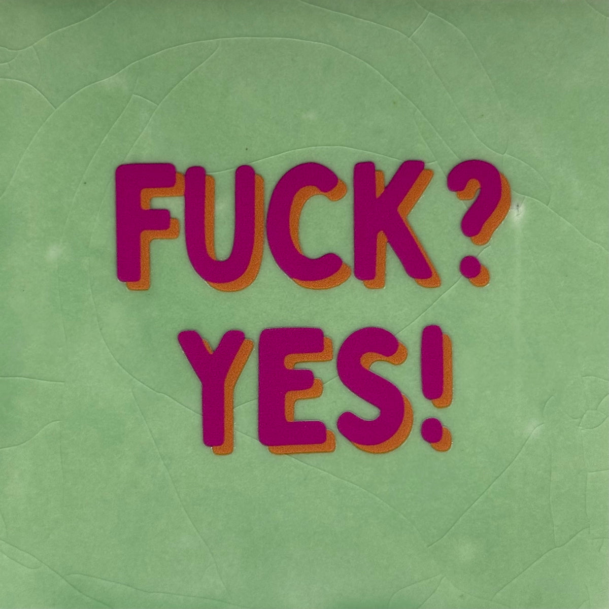 Quote tegeltje 'fuck yes' mint/knalroze(oranje)