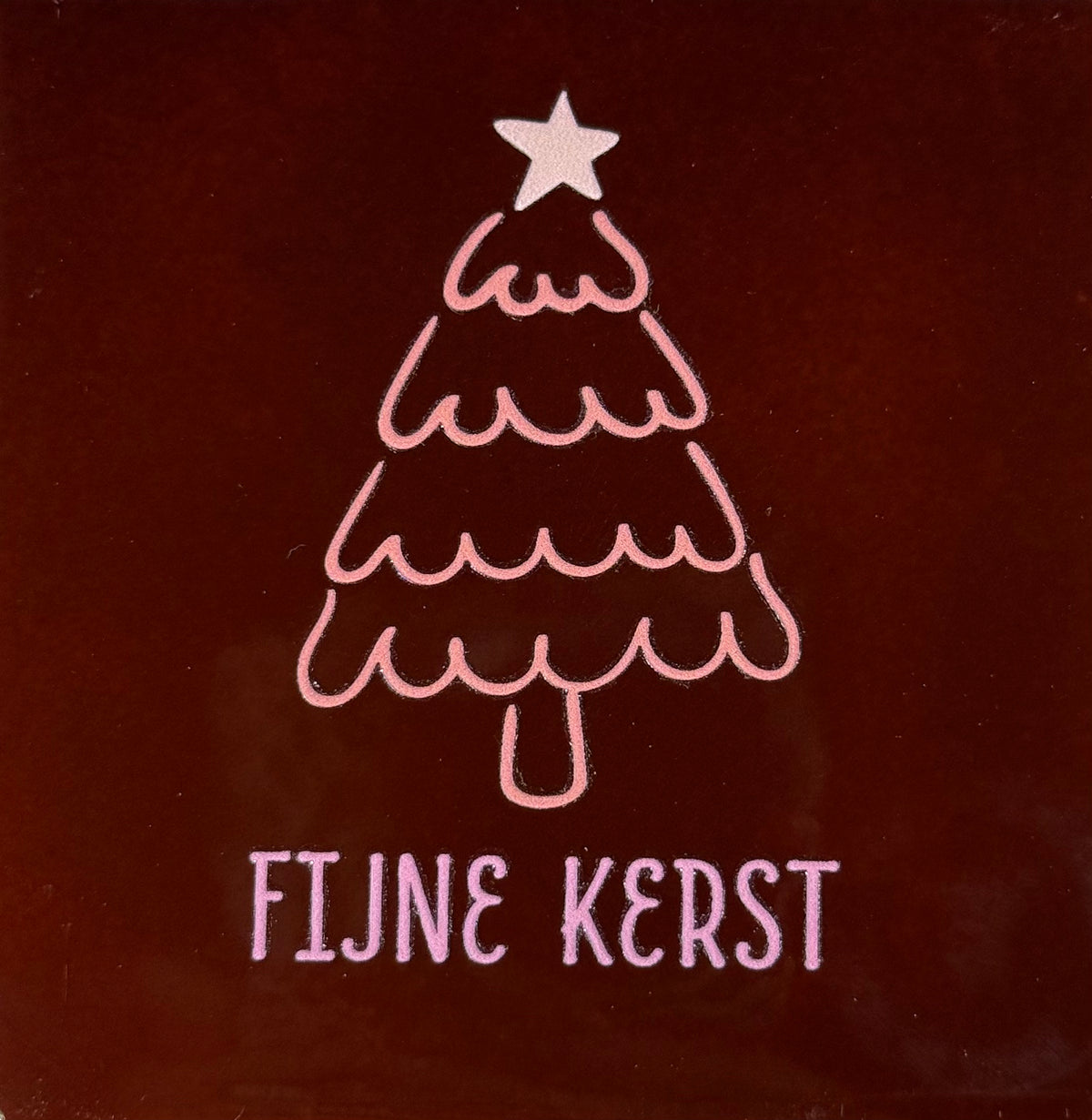 Quote tegeltje 'fijne kerst boom' kastanje/combi 6