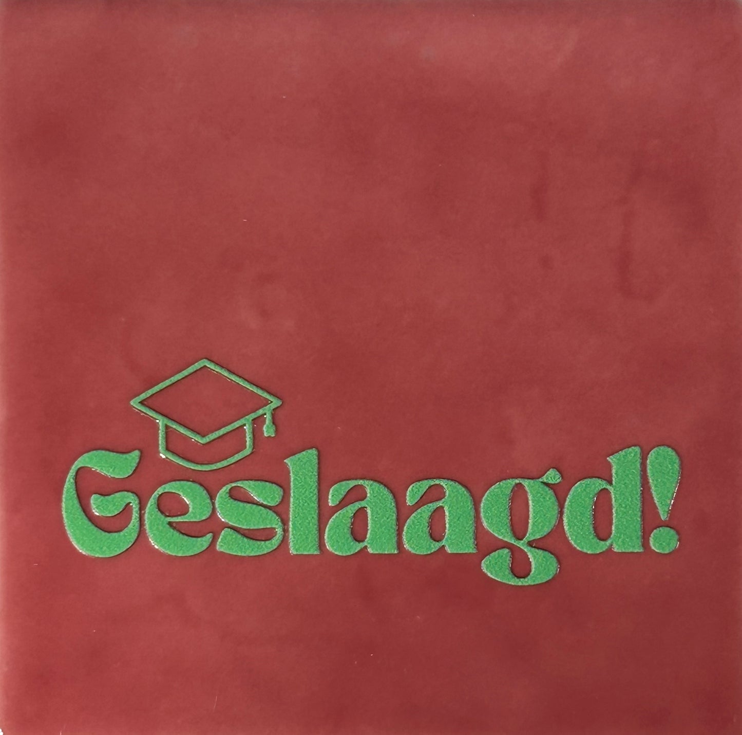 Quote tegeltje 'geslaagd' roze/mint