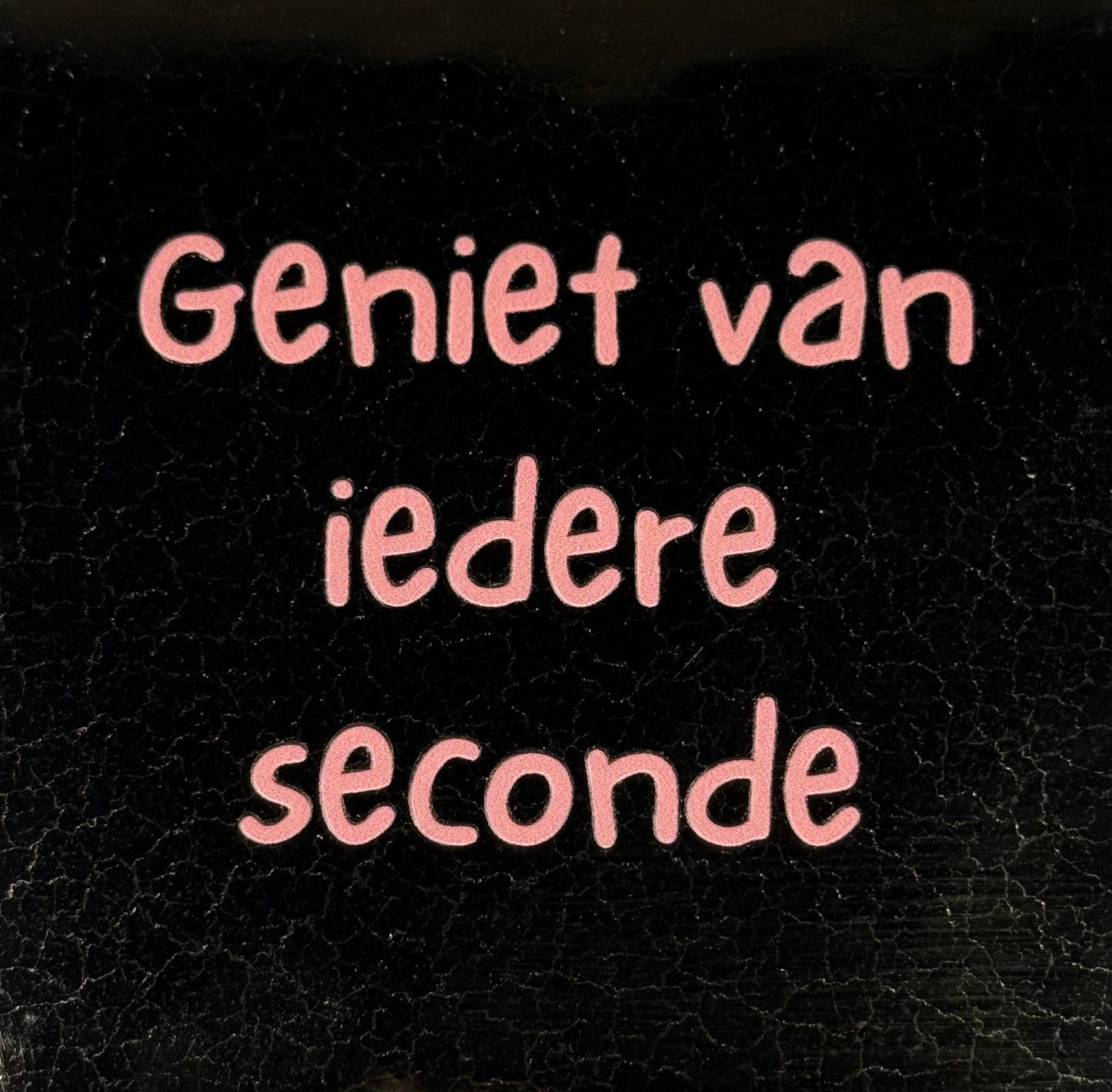 Quote tegeltje 'geniet van iedere seconde' goud/zalm