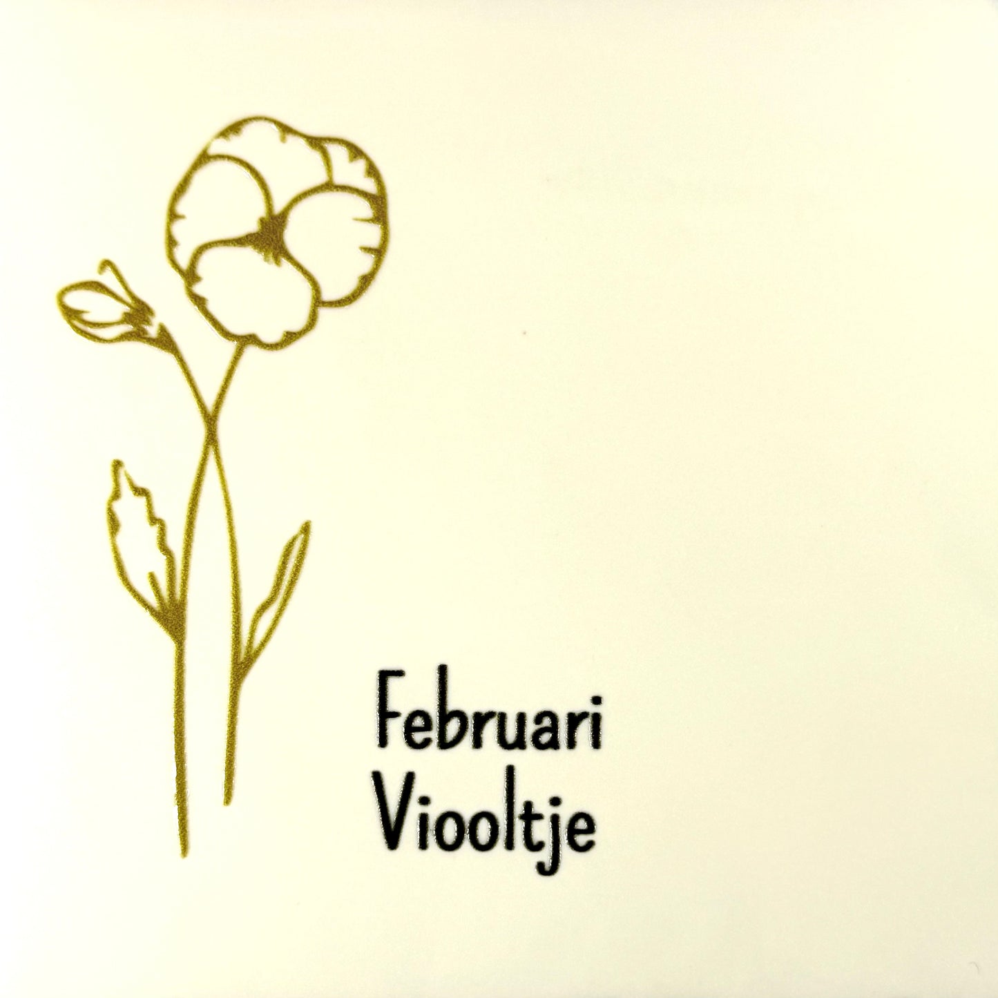 Quote tegeltje 'geboortetegel februari' creme/goud (zwart)