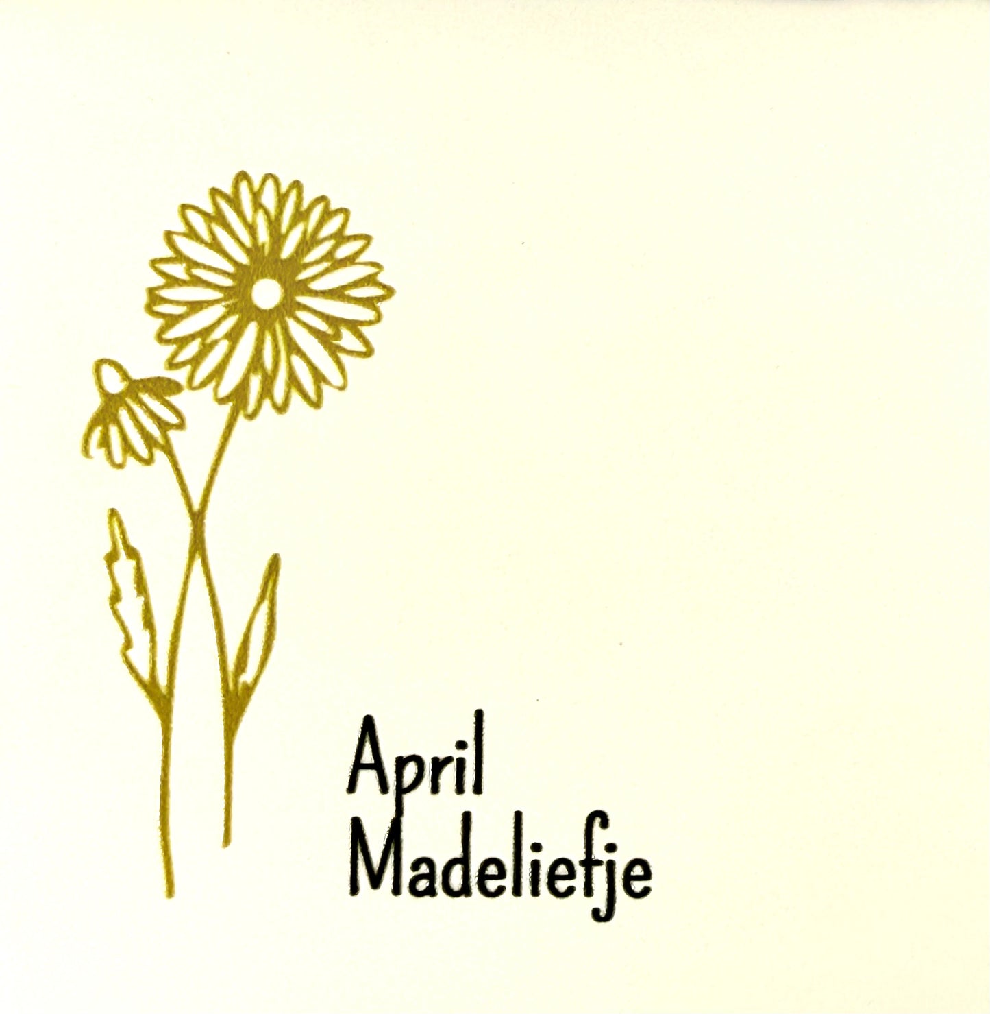 Quote tegeltje 'geboortetegel april' creme/goud (zwart)