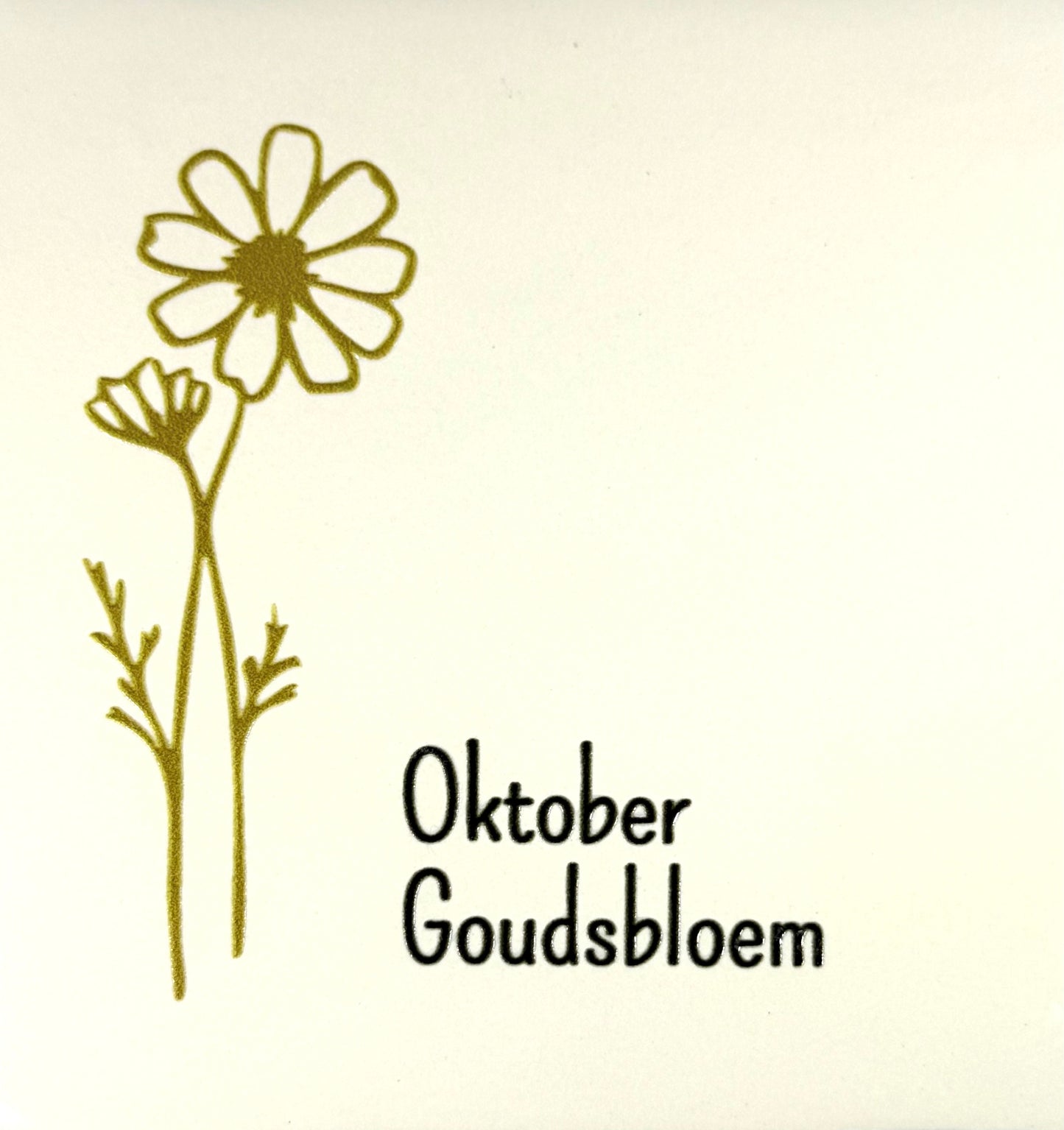 Quote tegeltje 'geboortetegel oktober' creme/goud (zwart)