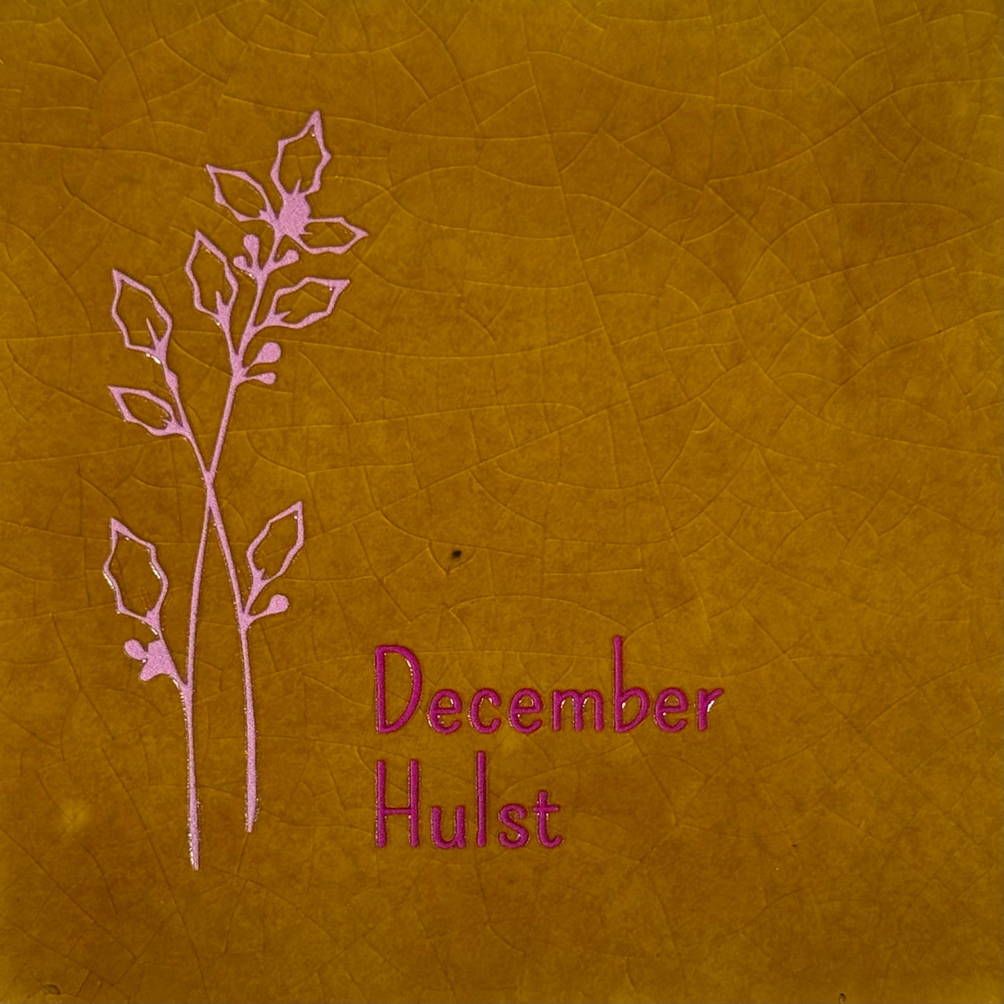 Quote tegeltje 'geboortetegel december' oker/warmroze(knalroze)