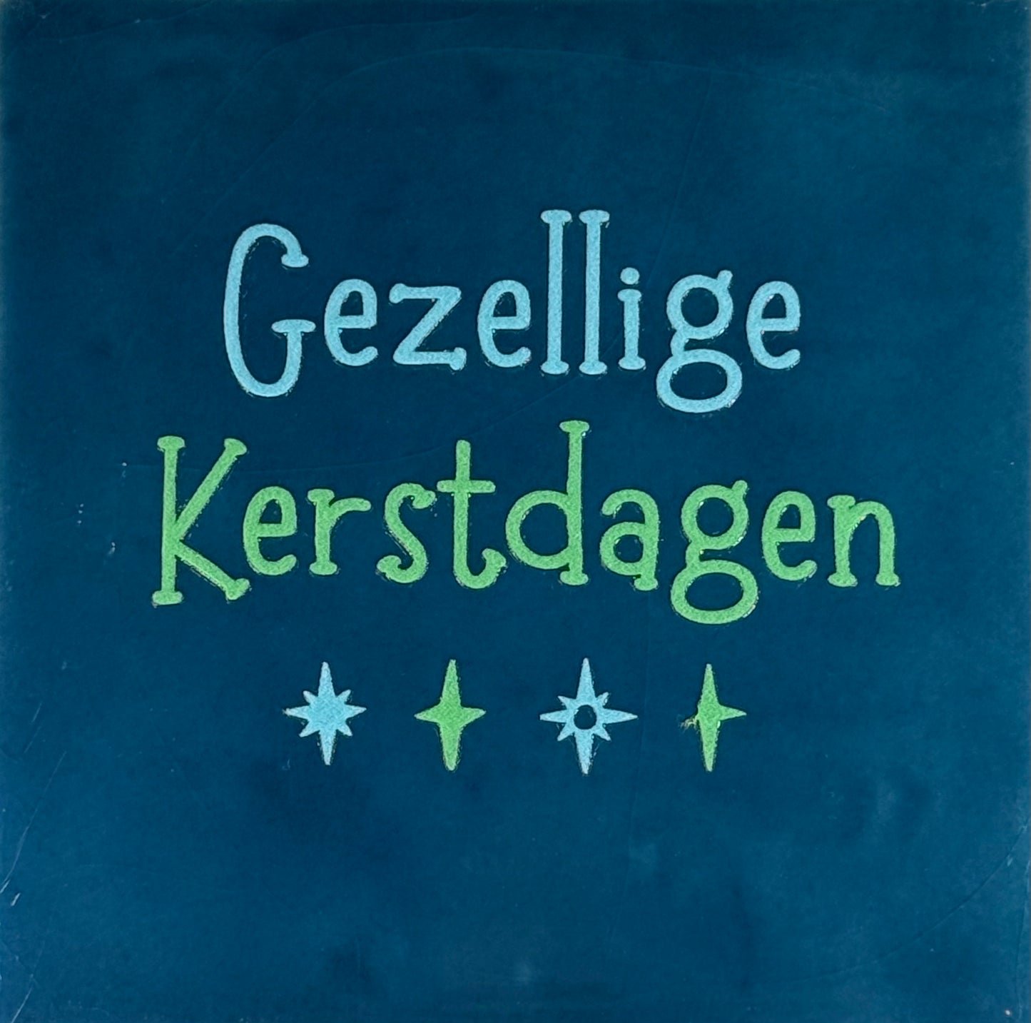 Quote tegeltje 'gezellige kerstdagen' donkerblauw/warmblauw(mint)