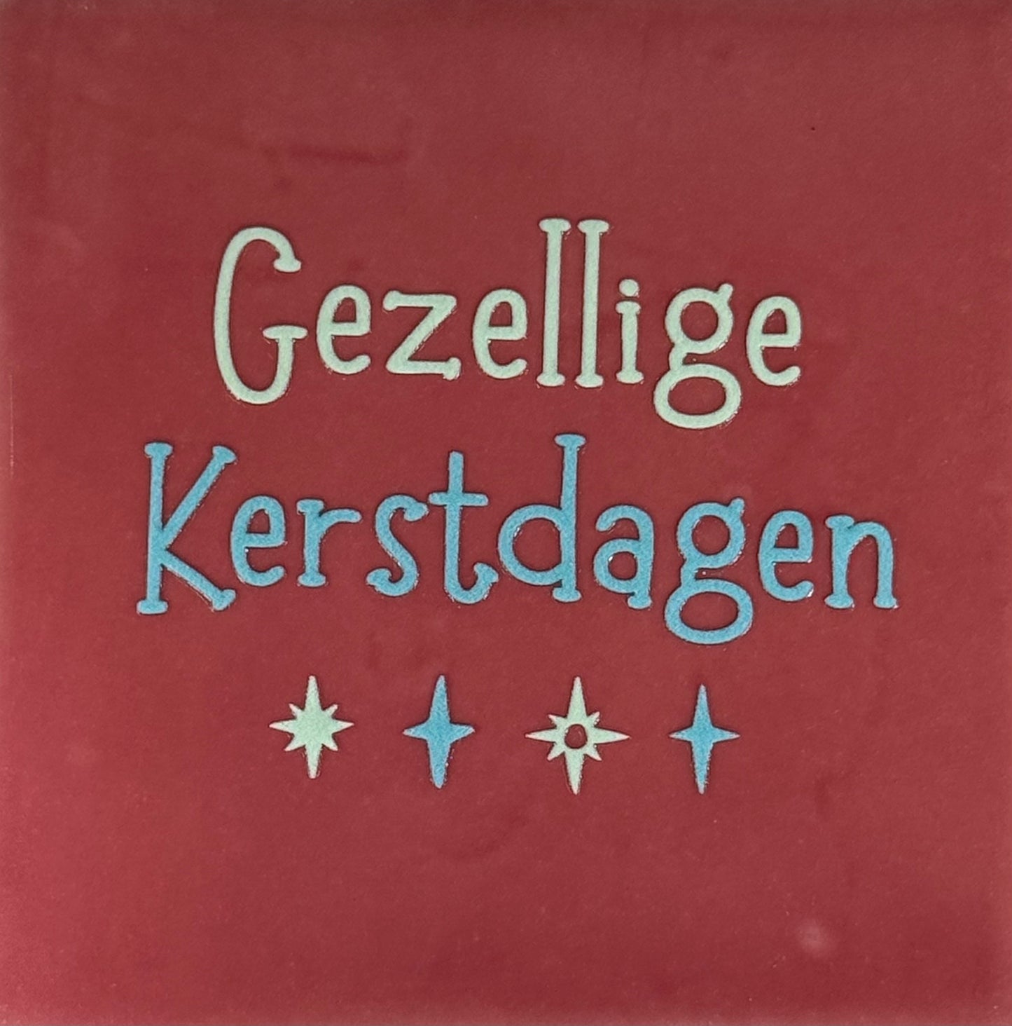 Quote tegeltje 'gezellige kerstdagen' roze/warmblauw(lichtgroen)