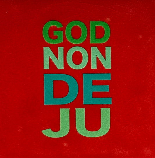 Quote tegeltje 'godnondeju' rood/aqua(knalgroen-mint-appel)