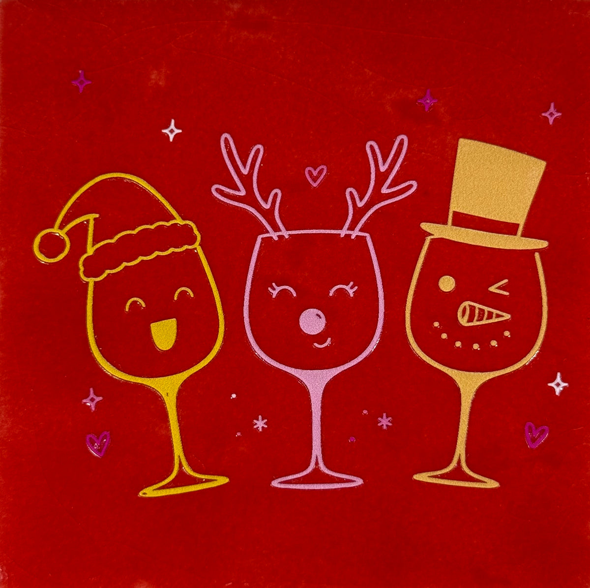 Quote tegeltje 'glazen kerst' rood/geel(warmroze-combi 4)