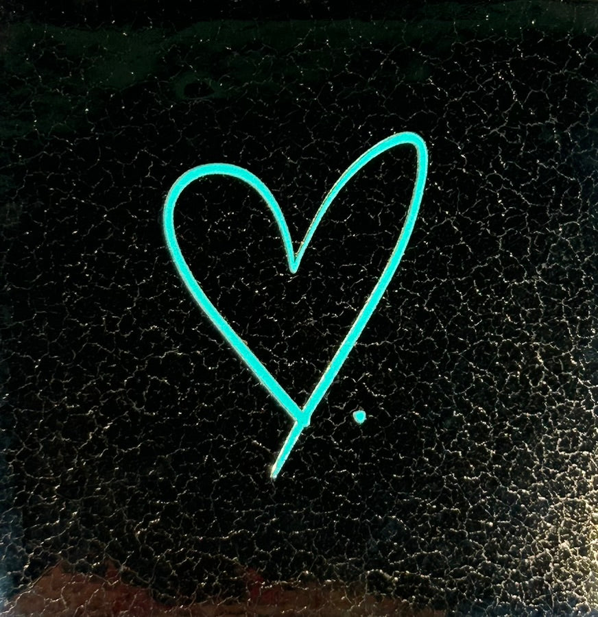 Quote tegeltje 'Hartje' goud/aqua