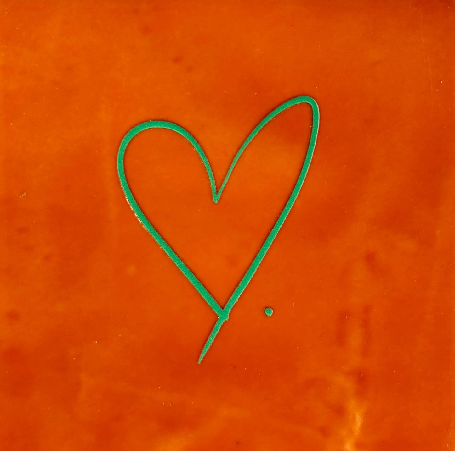 Quote tegeltje 'Hartje' oranje/appelgroen