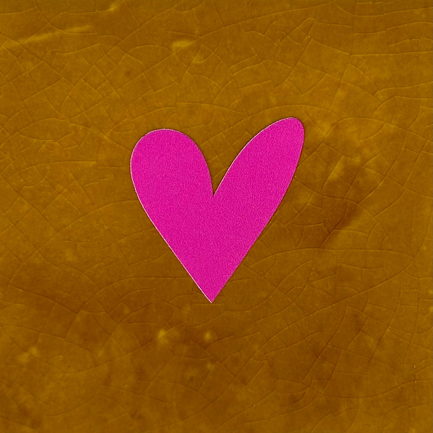 Quote tegeltje 'Hartje dicht' oker/roze
