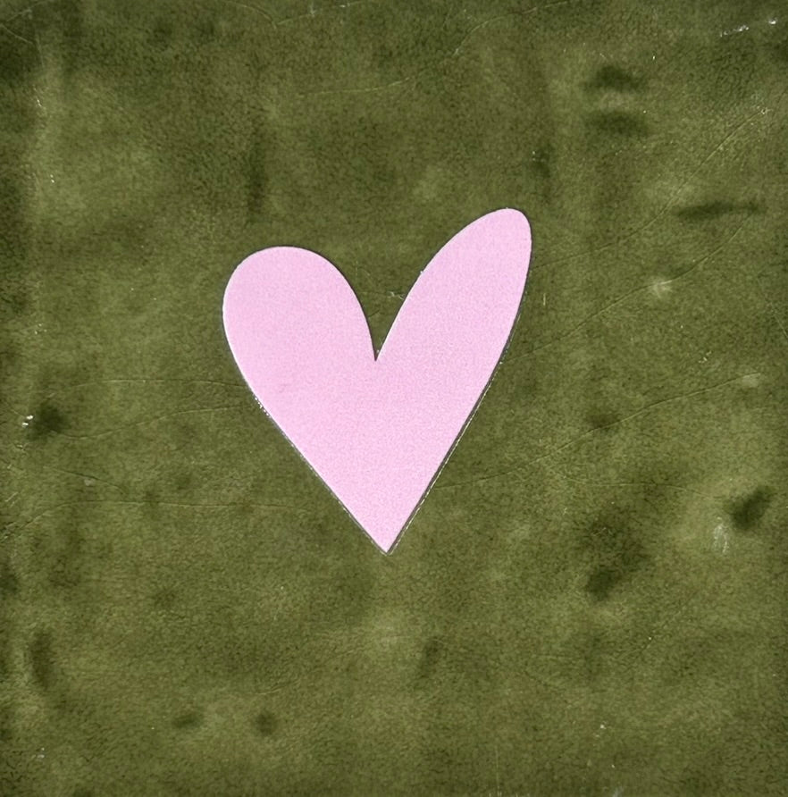 Quote tegeltje 'Hartje dicht' olijf/babyroze
