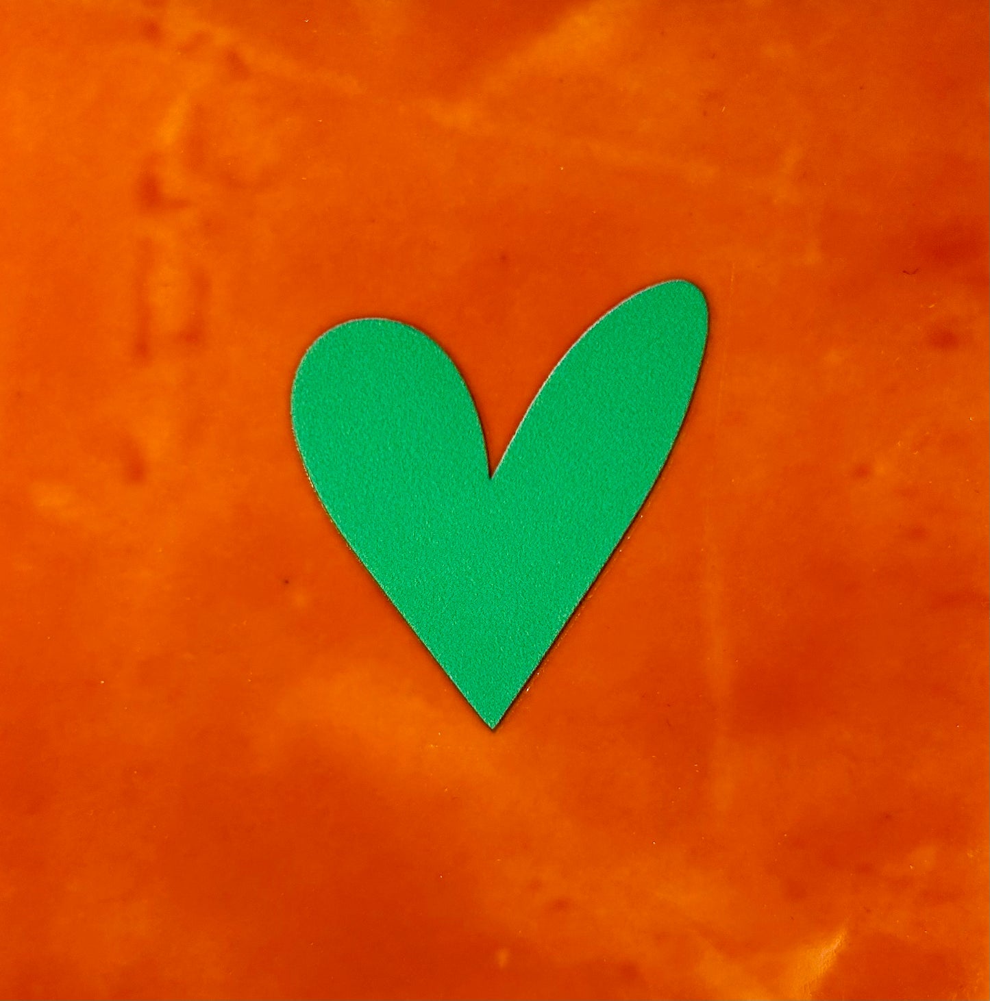 Quote tegeltje 'Hartje dicht' oranje/appelgroen