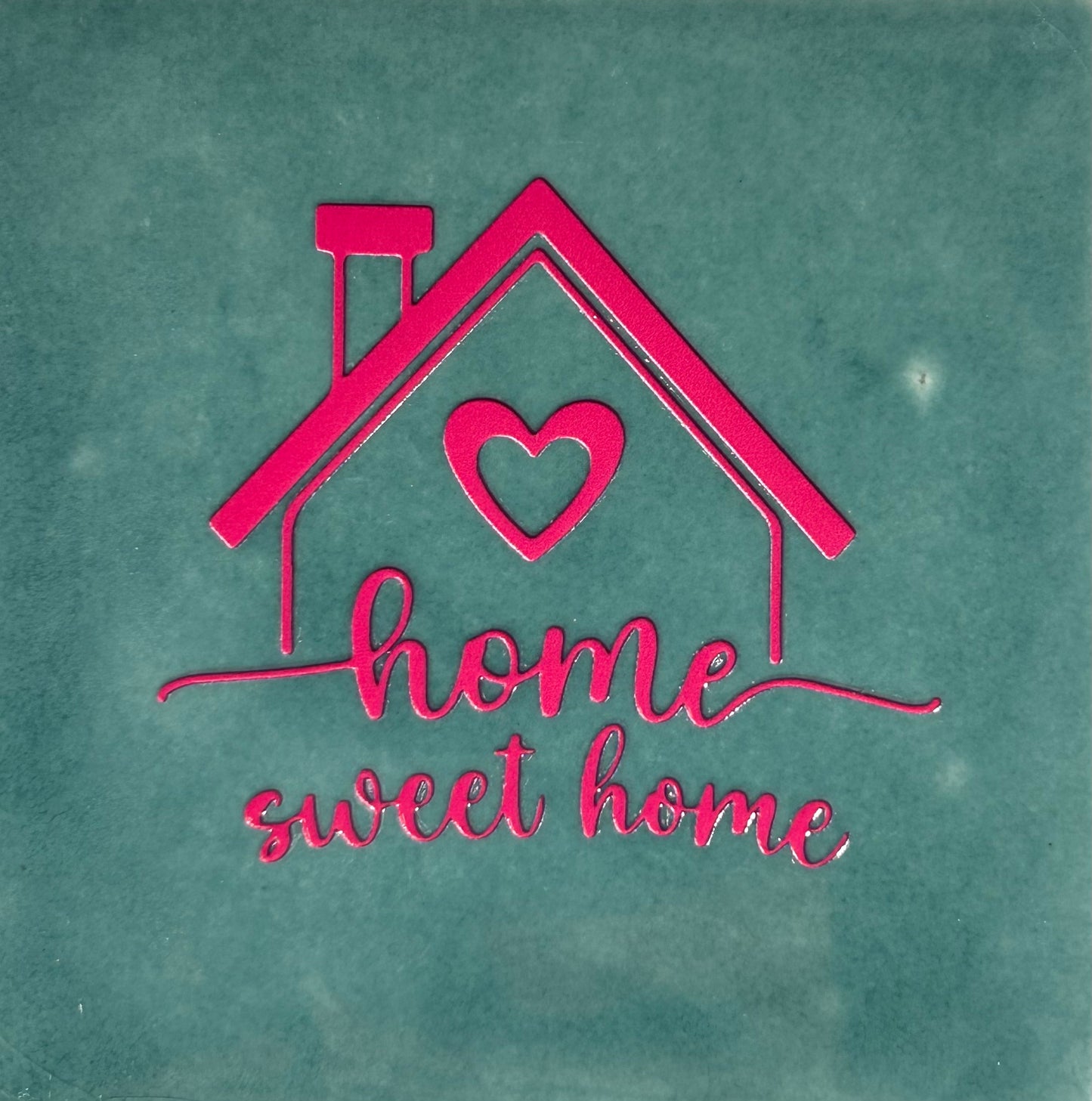 Quote tegeltje 'Home sweet home' zeegroen/creme