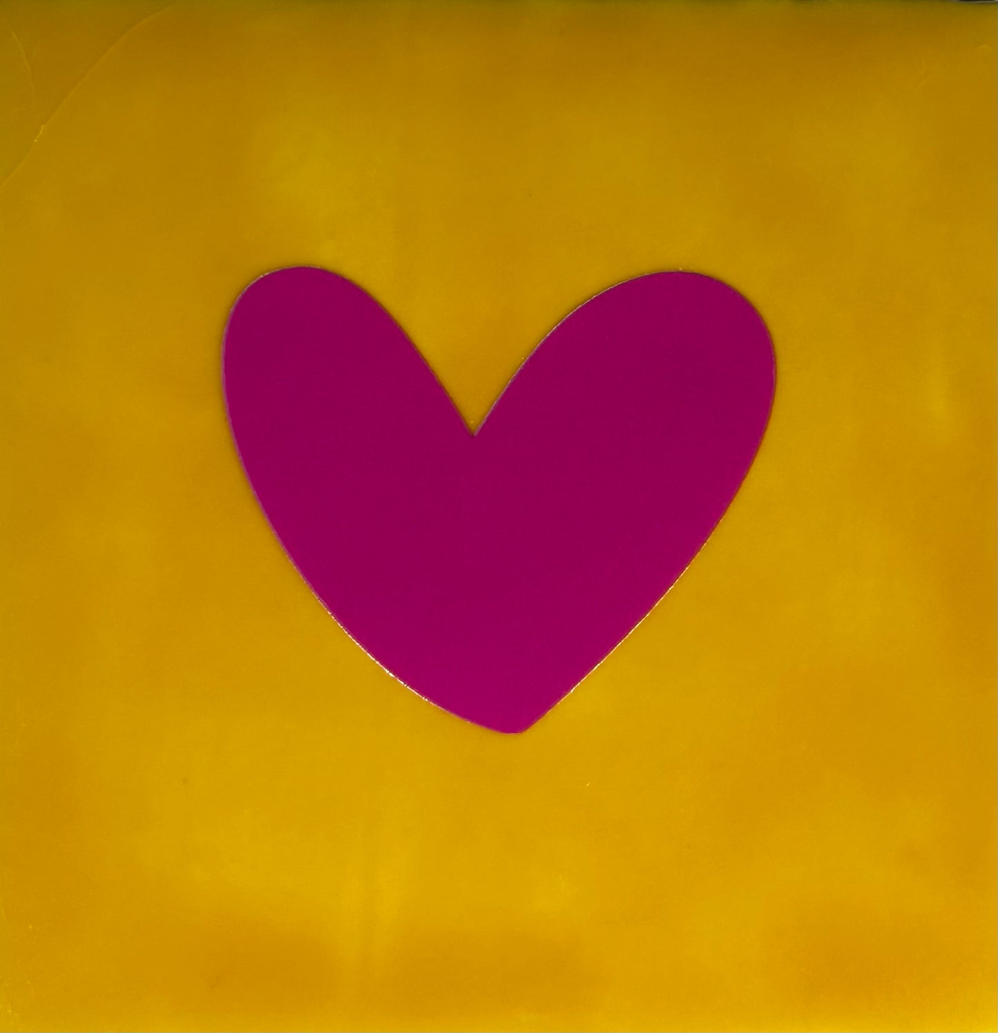 Quote tegeltje 'hartje dicht' nieuw geel/knalroze