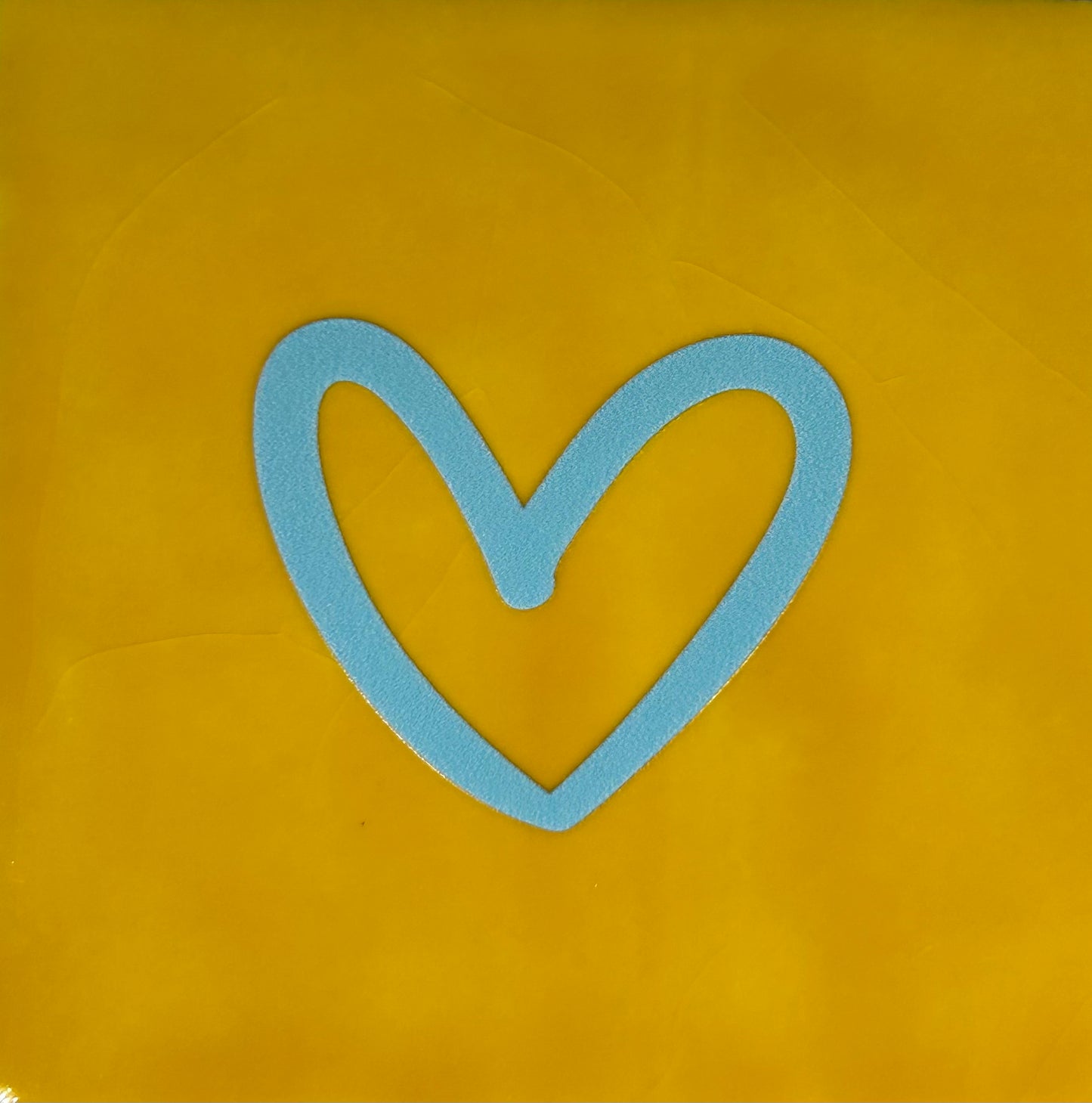 Quote tegeltje 'hartje open' nieuw geel/warmblauw