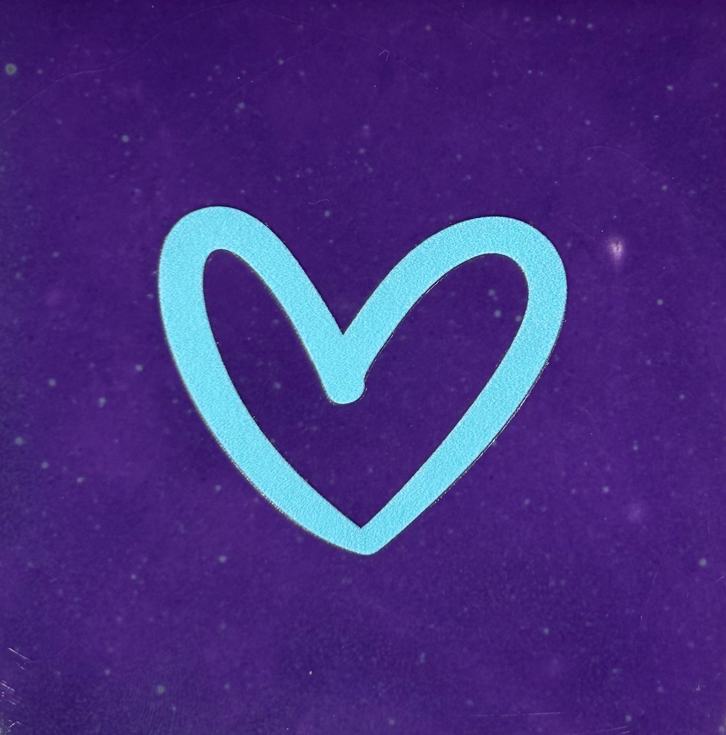 Quote tegeltje 'hartje open' nieuw paars/warmblauw