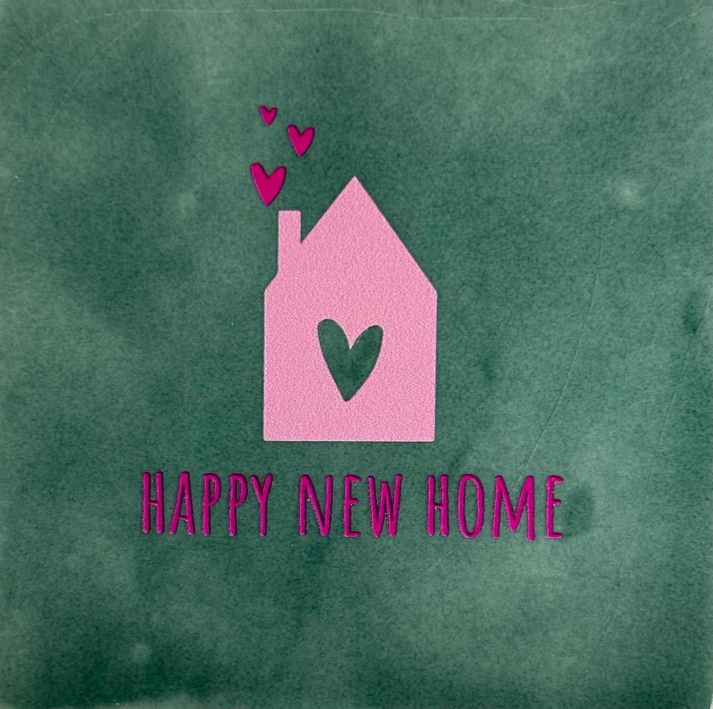 Quote tegeltje 'happy new home' zeegroen/warmroze (knalroze)