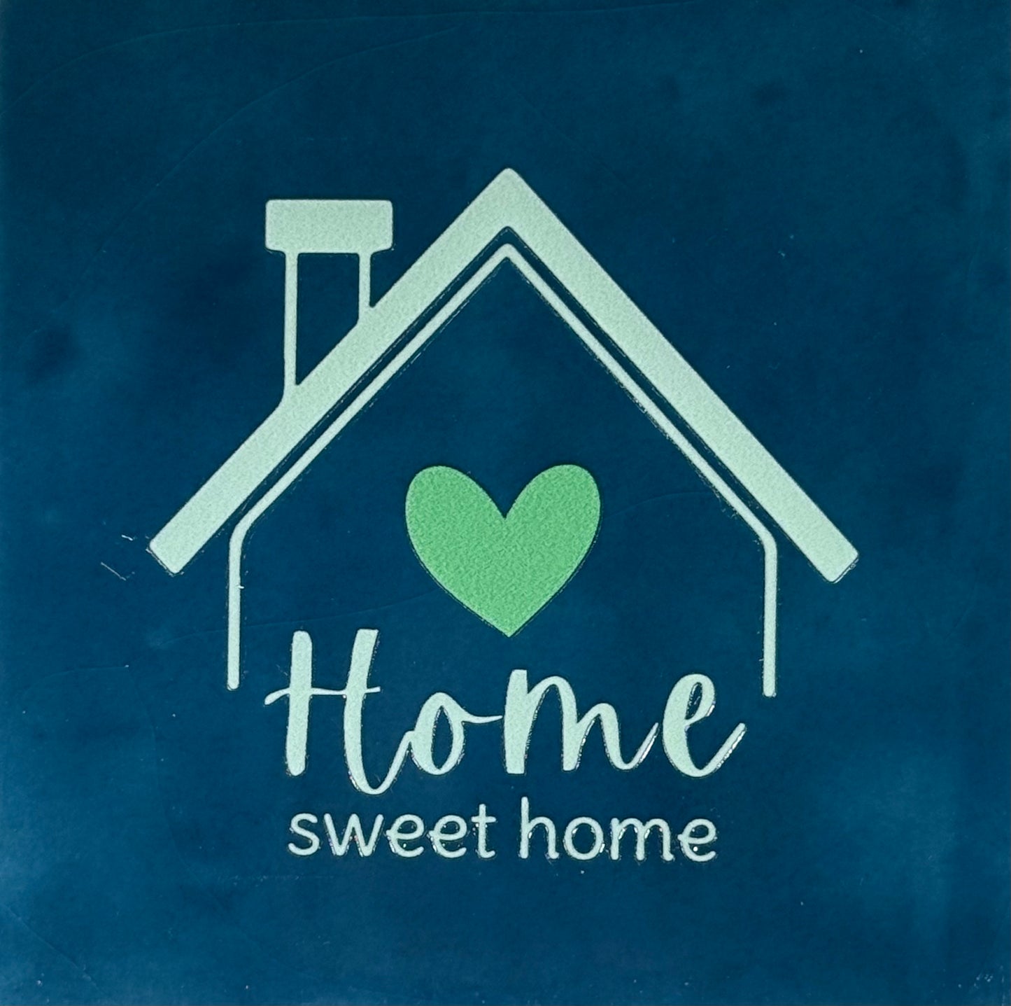 Quote tegeltje 'home sweet home' donkerblauw/lichtgroen(mint)