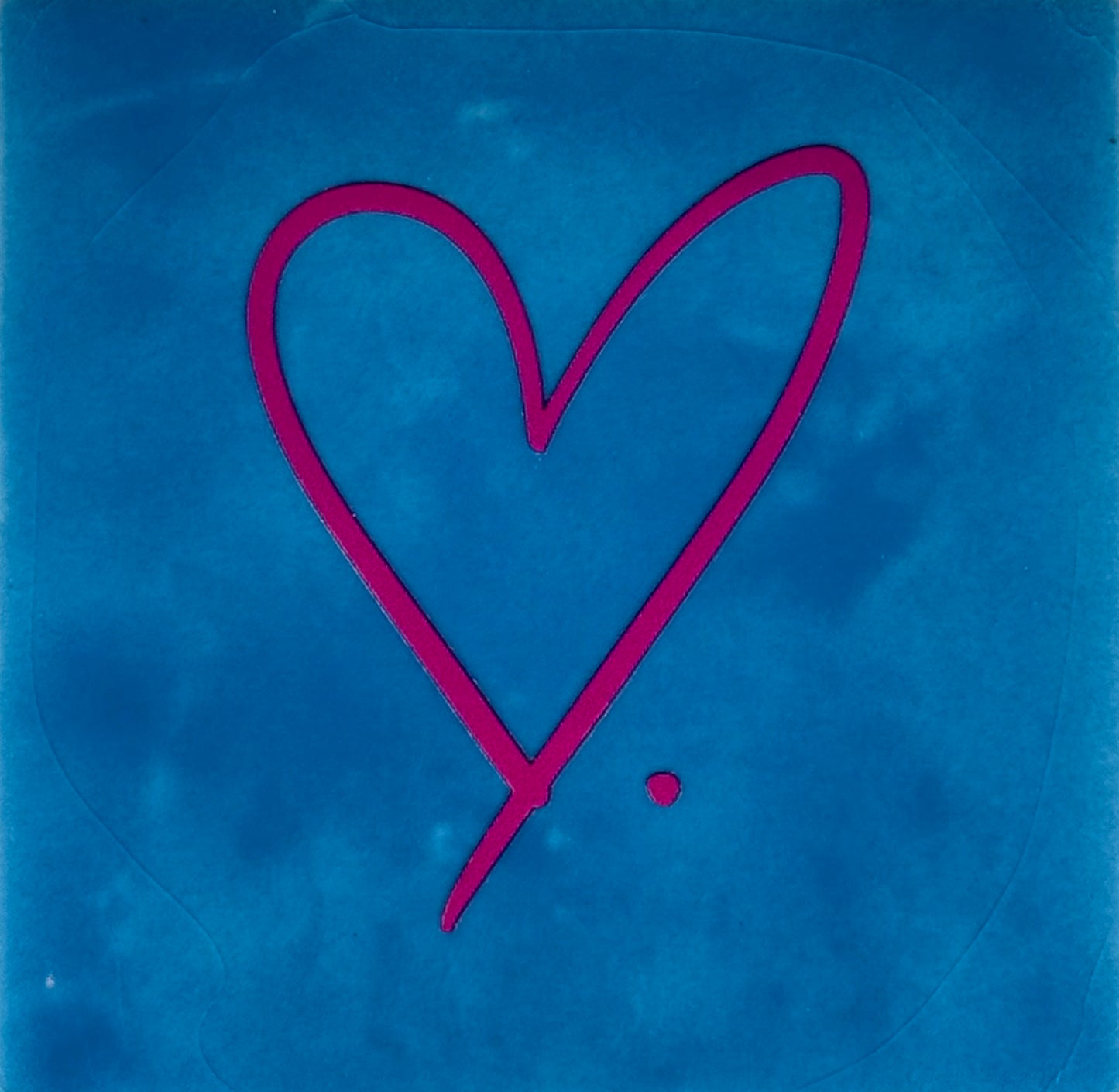 Quote tegeltje 'hartje open fijn' lichtblauw/knalroze