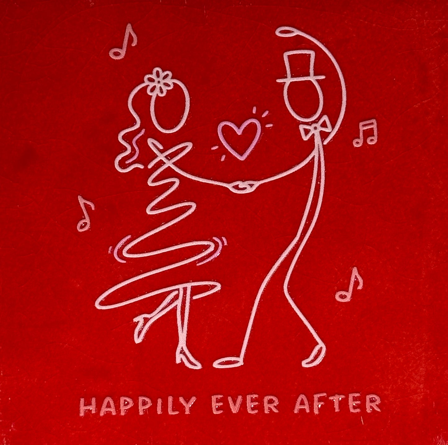 Quote tegeltje 'happily ever after' rood/combi 6